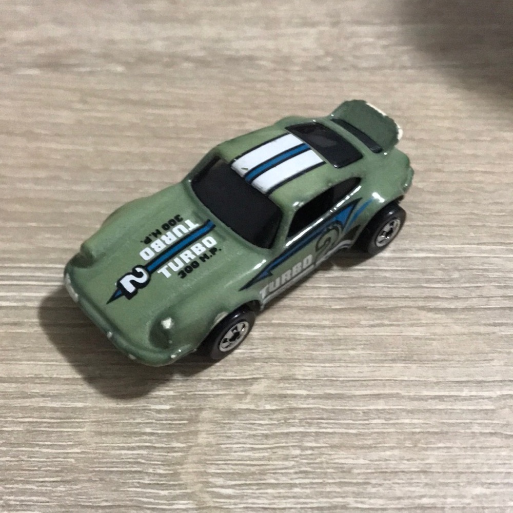 Vintage 1974 Hot Wheels Green Porsche 911 #2 Turbo 300 H.P. Malaysia Toy Car